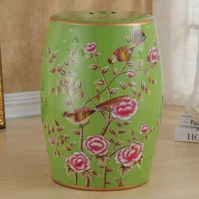 Chaffinch And Peony Antique Useful Decorative Ceramic Garden Stool