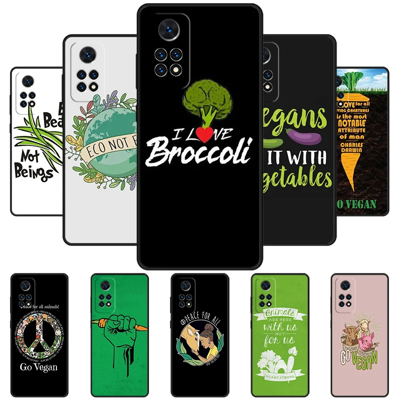 Eat Fruit Not Friends Vegan Quote Phone Case For Redmi Note 11 EPro 11S 10T 9S Promax 8 Pro Xiaomi Mi 10 11 12X 12S Ultra Cover