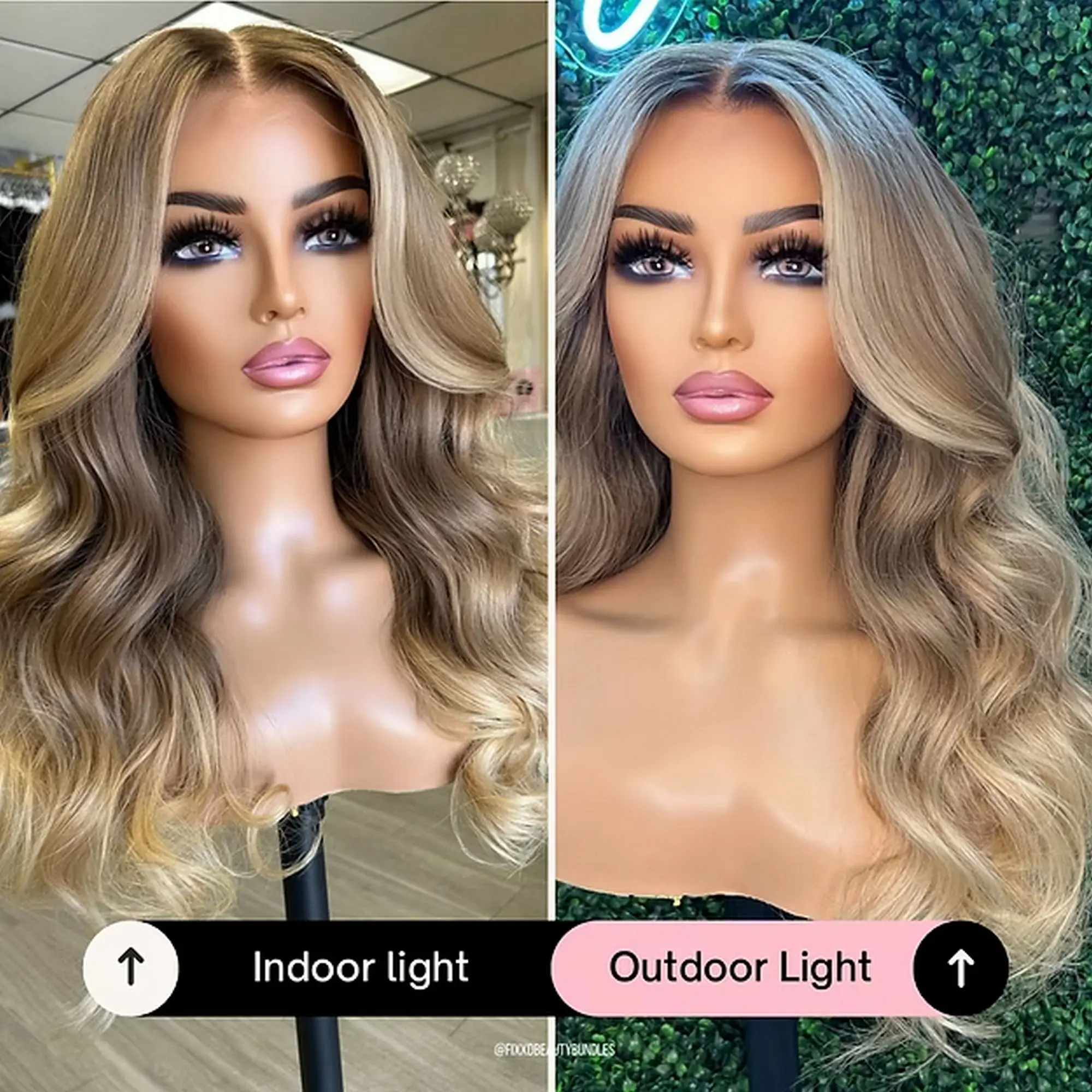 Ombre Golden Blonde Highlight Wig High Density Synthetic HD Lace Front Wig Small/Large Size Cap Natural Hairline Wave Full Wigs