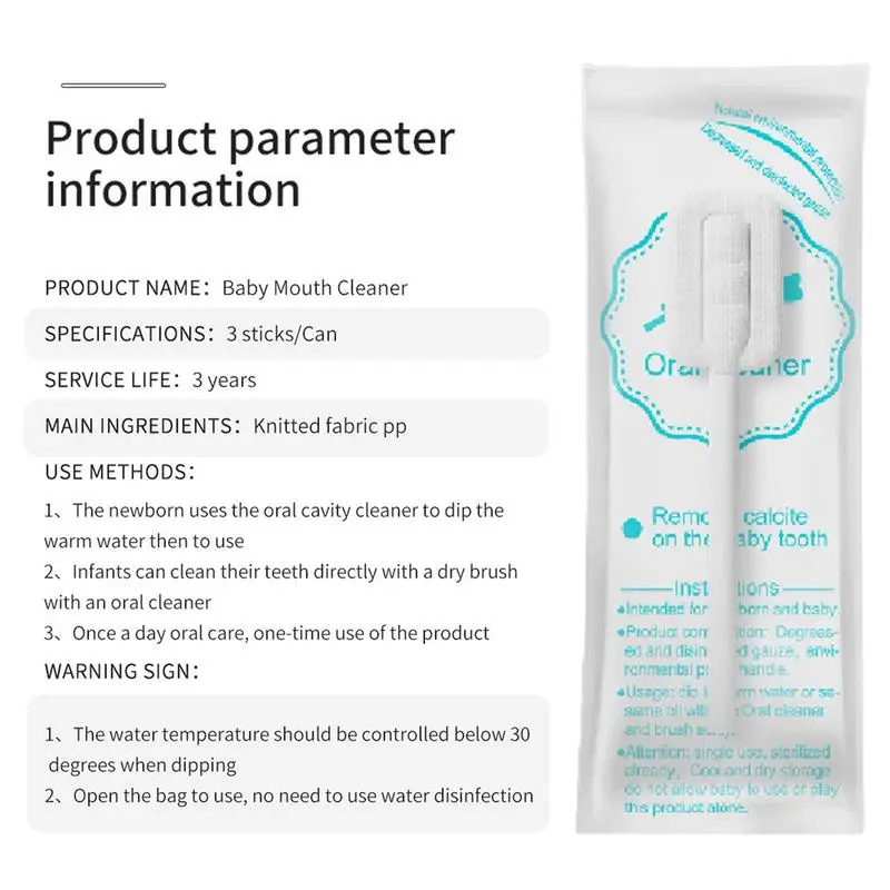 Limpiador de lengua de gasa para bebé, una sola vez portátil de cepillo de dientes, de 30 piezas, Flexible