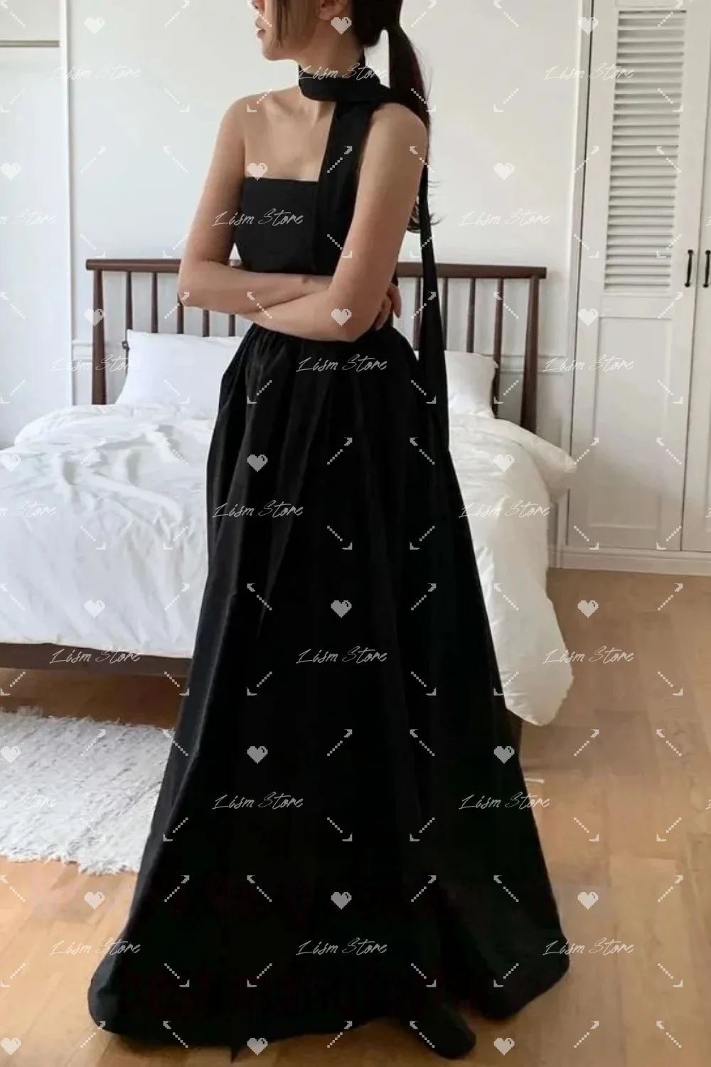 lism-black-a-line-taffeta-korea-evening-dresses-photo-shoot-customised-4-styles-short-sleeves-prom-gowns-wedding-party-2026
