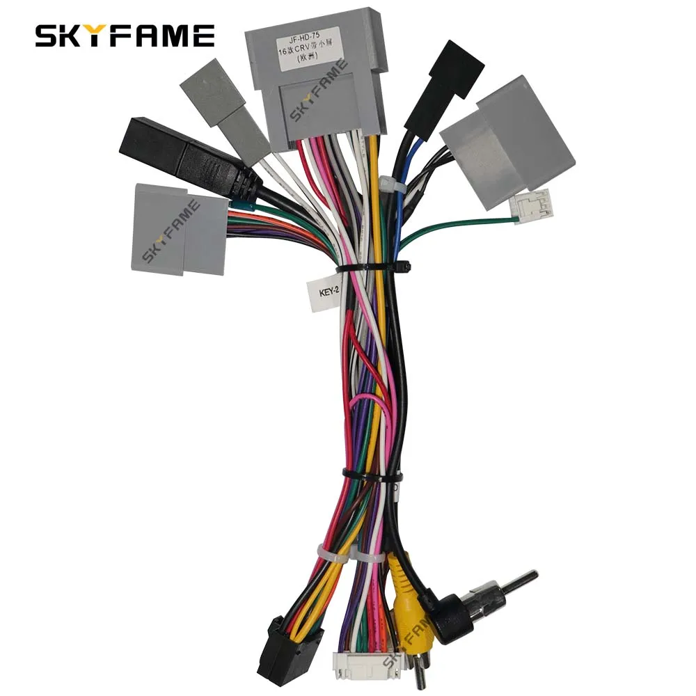 SKYFAME Car 16pin Wiring Harness Adapter Decoder Android Radio Power Cable For Honda CRV