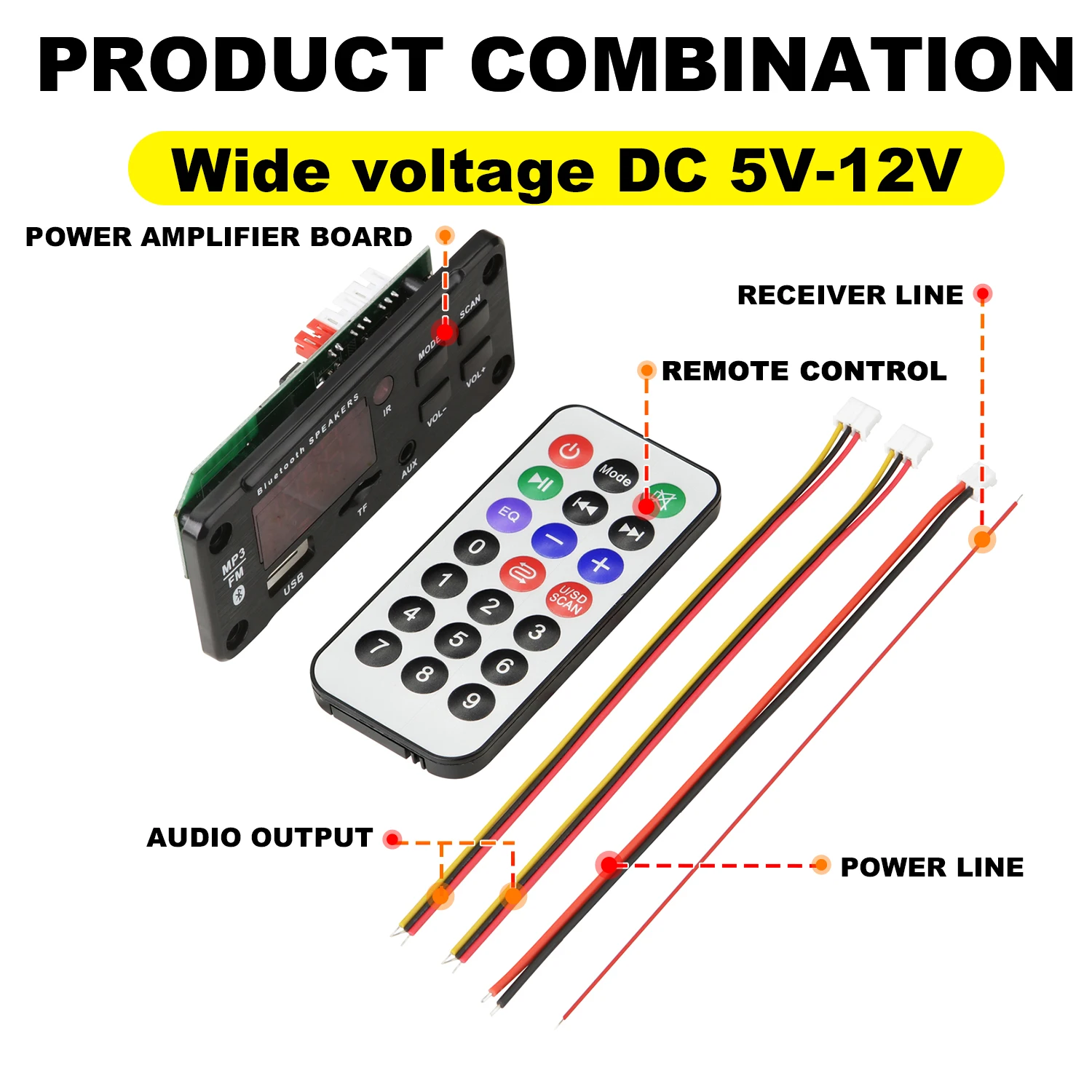 12V Bluetooth 5.0 MP3 płyta modułu dekodującego bezprzewodowy samochód USB MP3 odtwarzacz gniazdo karty TF USB FM z mikrofonem