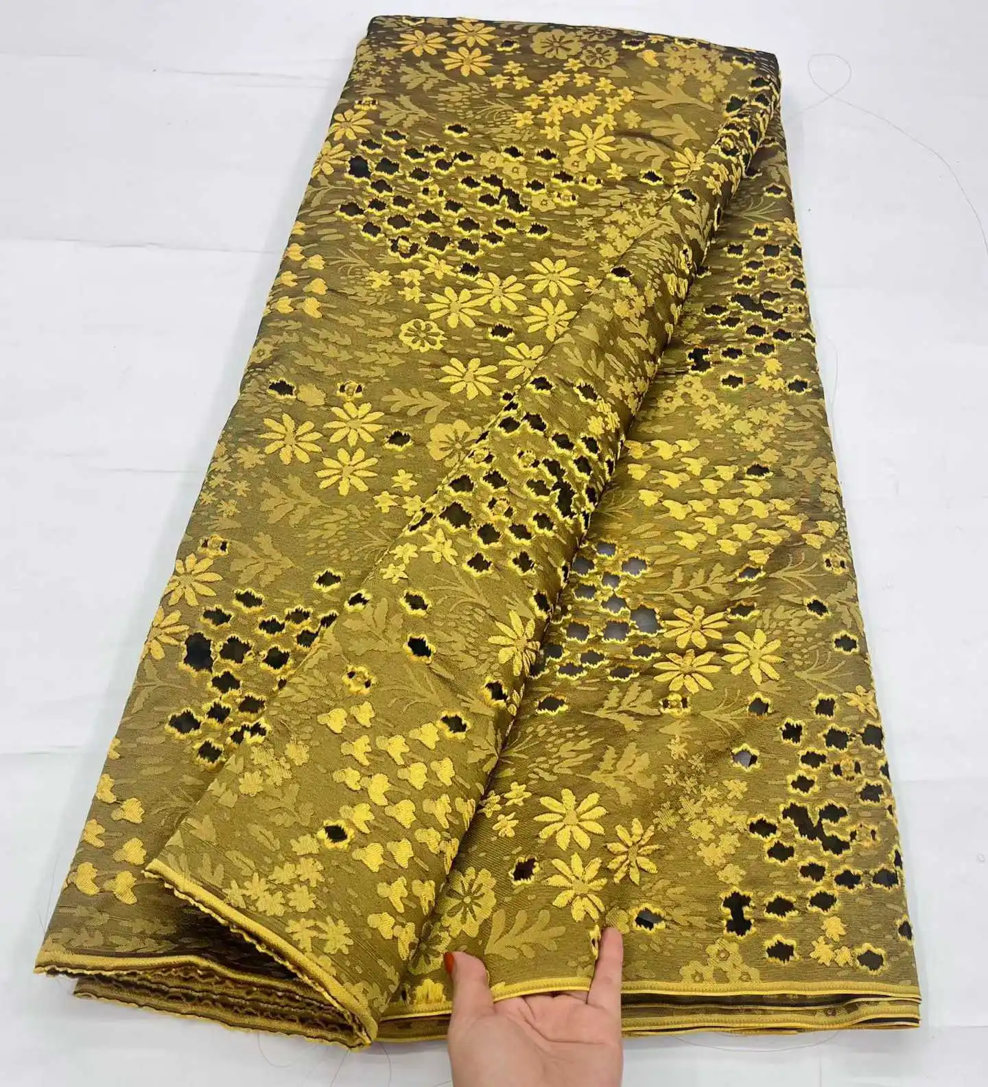 

Nigerian Brocade Damask Lace Fabric 5Yards High Quality French African Jacquard Organza for Women's Party Dress