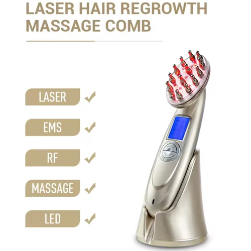 Peine eléctrico láser para el crecimiento del cabello, terapia de masaje antipérdida de cabello, luz roja infrarroja RF, masajeador de vibración EMS, cepillo para el cabello, cuidado del cabello