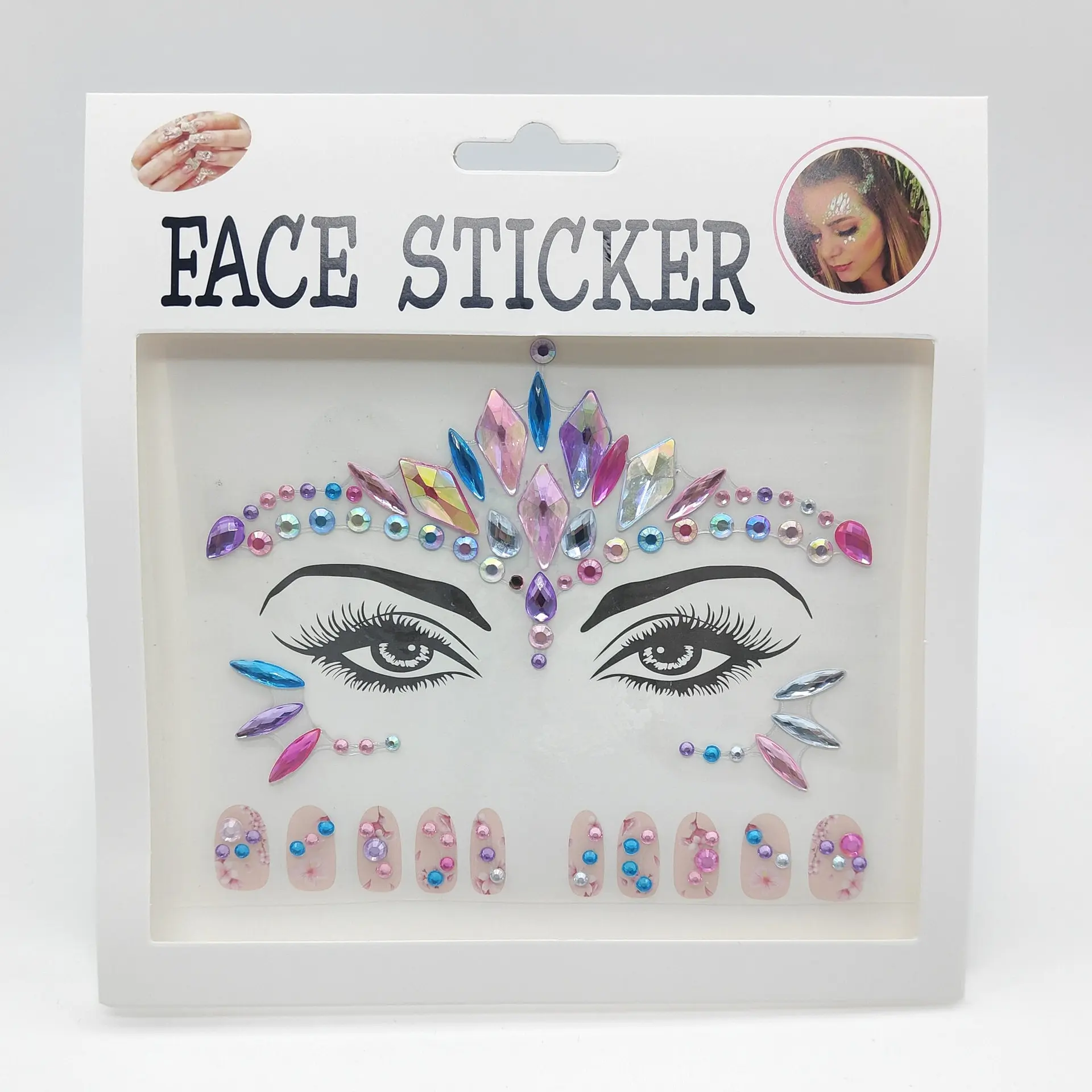 EDM Music Festival Jewelry Flash Rhinestone Creative Makeup Children's Day Eyebrows Face Nail Stickers Children's Dance Concer