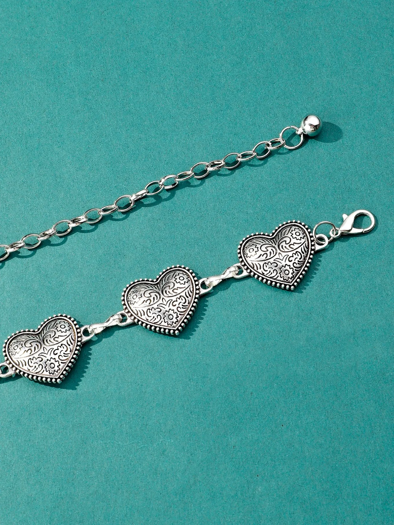 Cinturón de cadena vintage oro y plata con corazón para mujer_voghion.com