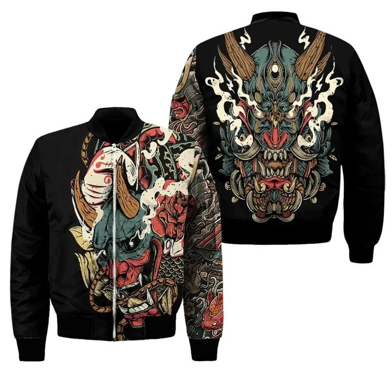 Autumn Harajuku 3D Japanese Samurai Warrior Print Jacket For Men Kid Fashion Streetwear Clothing Unisex Cool Female Samurai Tops