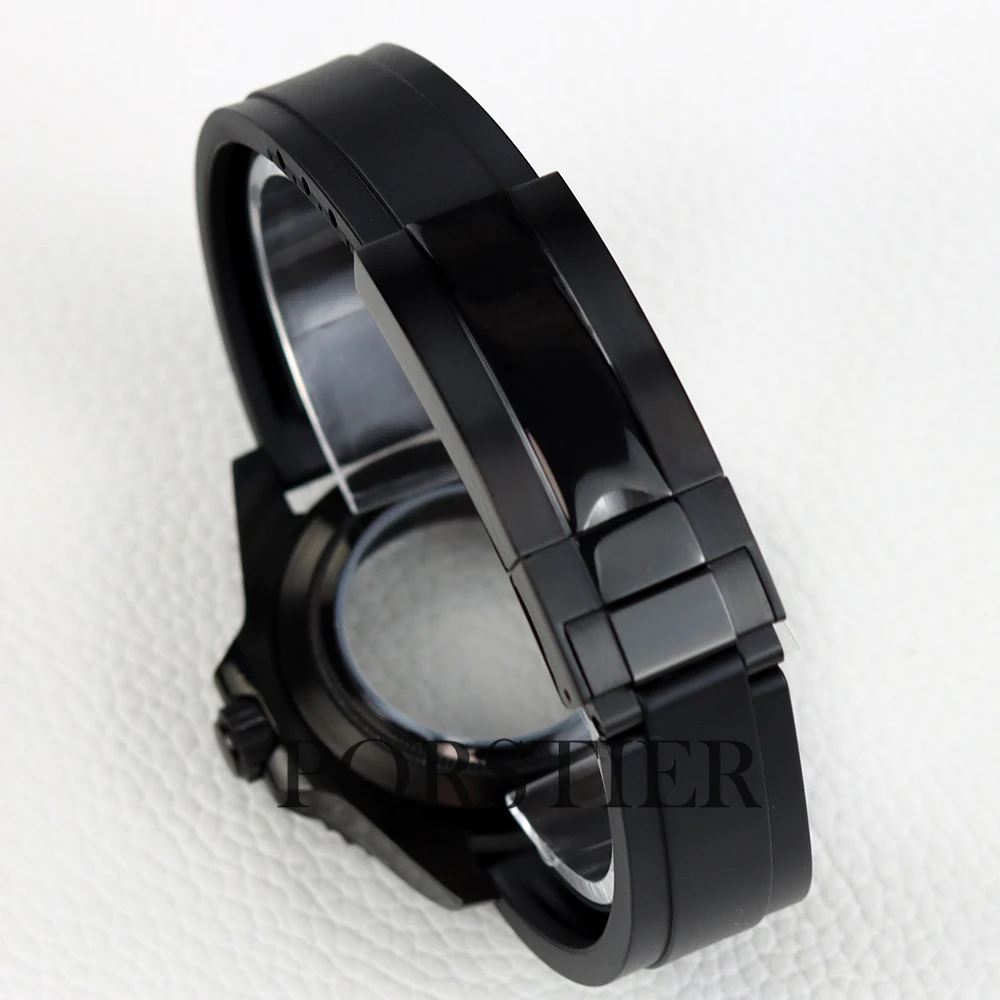 NH35 Case 40mm Black PVD Sapphire Glass for Yacht-Master Mod NH34 NH35 NH36 movmenent 28.5mm Dial Rubber Strap Waterproof 10Bar image 6
