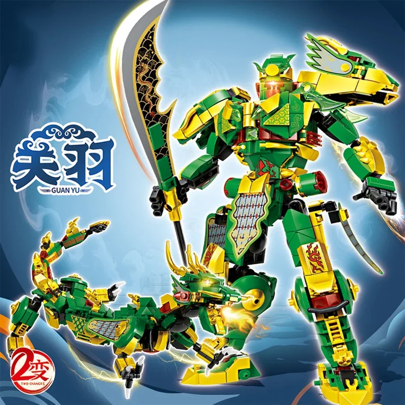 Décennie s de construction King of Glory pour enfants, 2 en 1, transformation Kokor Mecha Zhao Yun, briques de bricolage, mini jouet pour garçons, cadeau