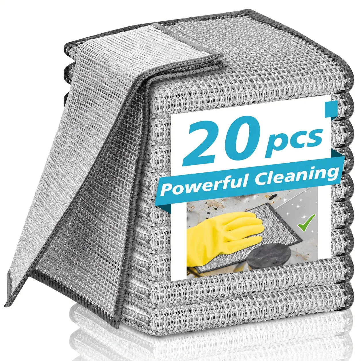 20Pcs Thickened Silver Wire Cleaning Cloths, Mesh Scrubbing Towels for Kitchen Cookware, Stove, Sink, Bathroom Cleaning