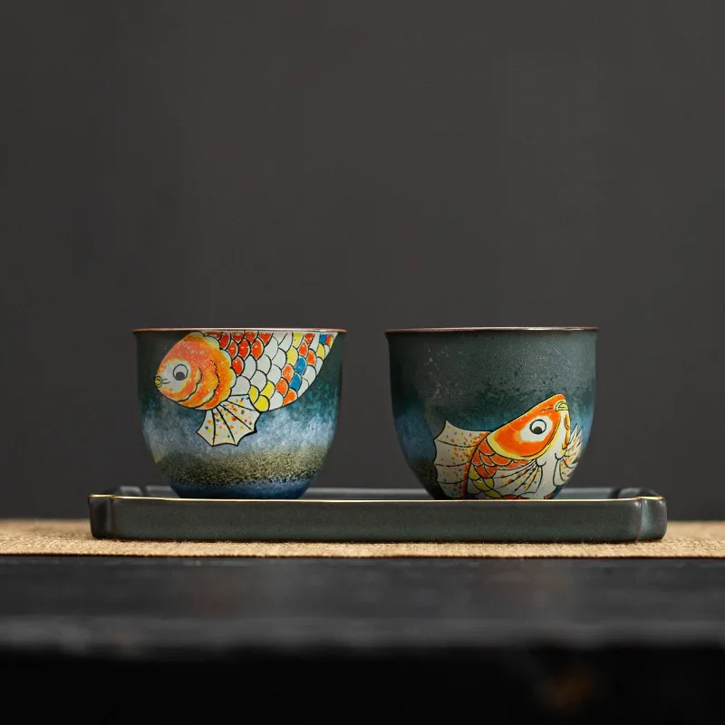 Colorful Chinese Flower Tea Cup Kiln-turned-Teacup Master Kung Fu Ceramic Tea Set Tea Cup Light Luxury Gift Teaware Handy Gift