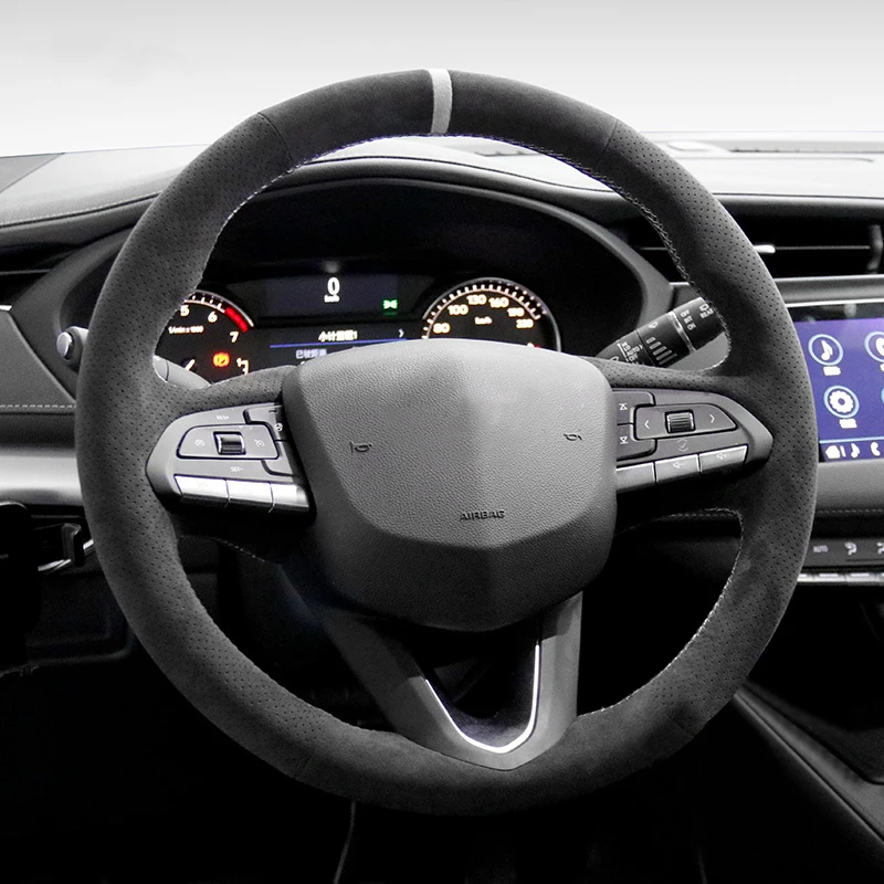 100% Real Alcantara Steering Wheel Cover for Cadillac CT4 2020-2023 CT5 XT4 Alcantara Wrap for Cadillac Funda Volante