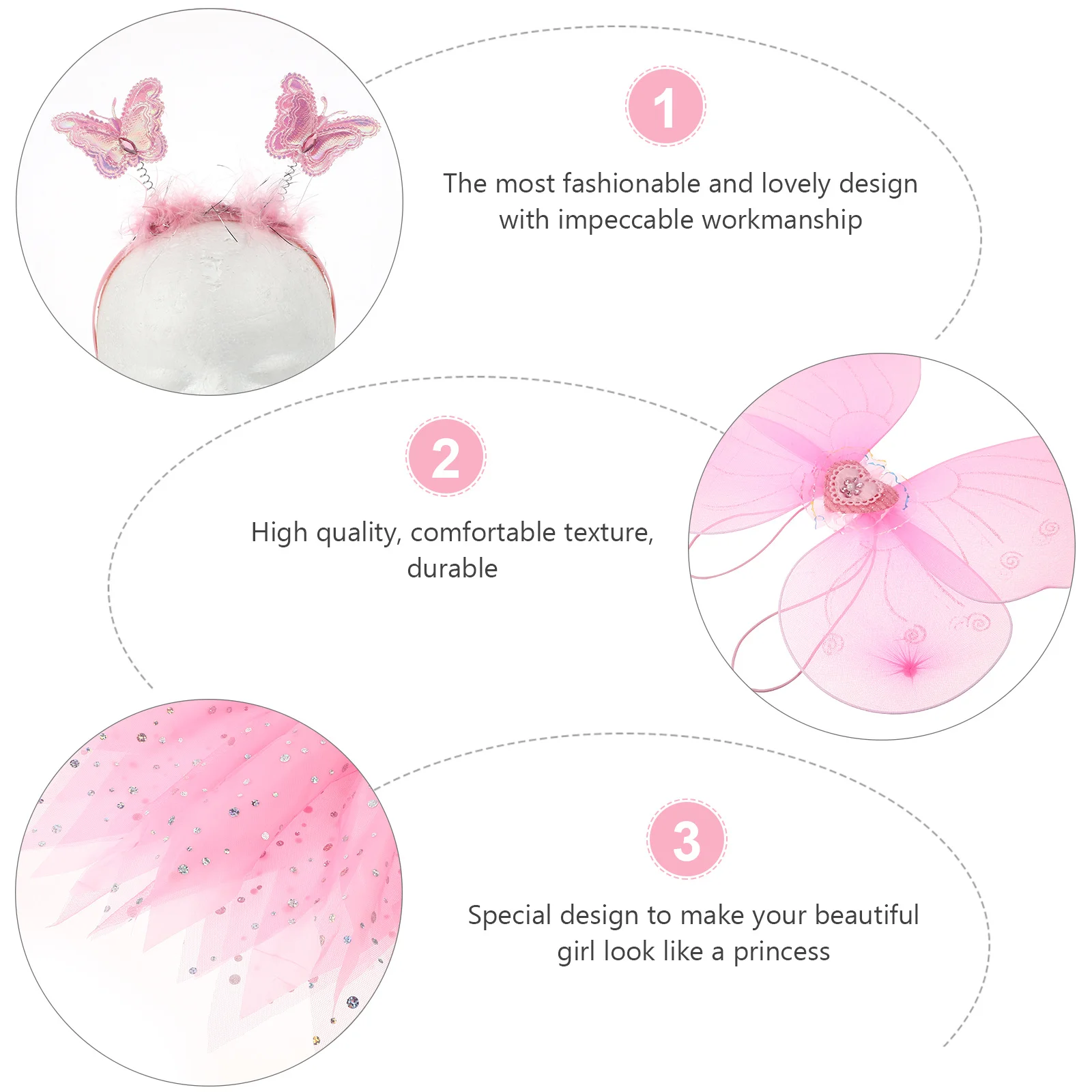 

1Set Fairy Butterfly Wings Headband Kit Elegant Gauze Skirt Performance Dress Girl's Cosplay Costume Party Dress Birthday