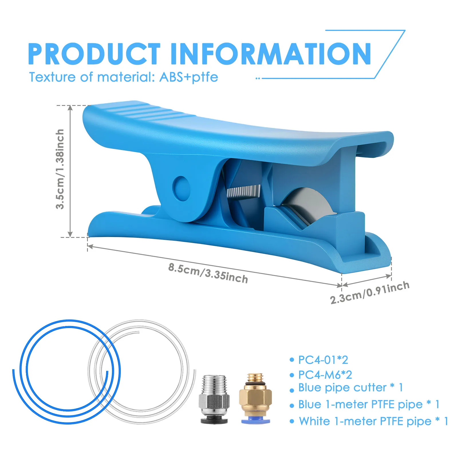 Ultra-Smooth PTFE Teflon Tube with Tube Cutter, ID 2.5mm× OD 4mm PTFE Teflon Tubing, Heat Resistant,High Lubrication 3D Printers