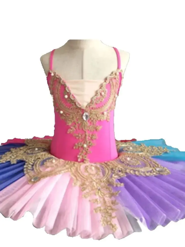 1 pz/lotto Ragazze Arcobaleno Balletto Tutu Gonna Per Bambini Bambino Ballerina Vestito Da Balletto Costume di Danza Professionale Pancake Tutu