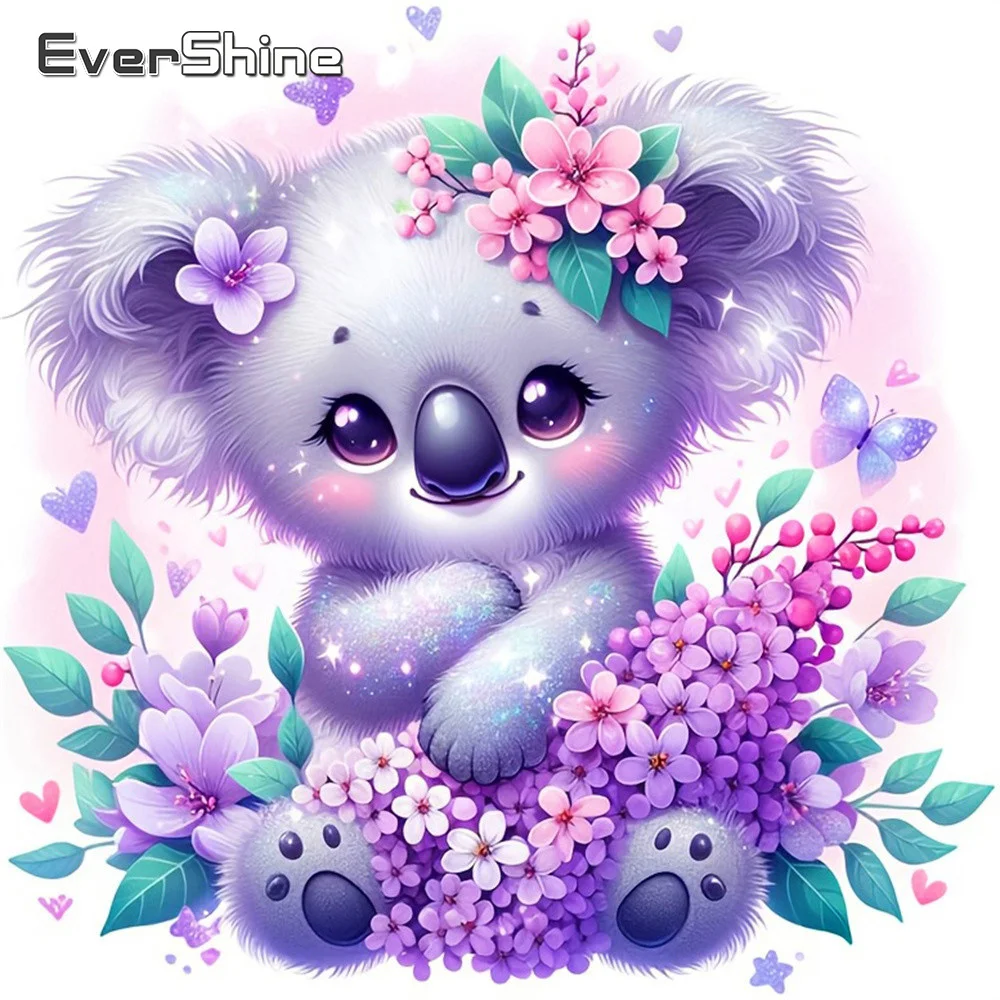 Evershine DIY Diamant-Stickerei Tierbild aus Strass-Malerei Koala Vollbohr-Mosaik Blume Handgemachtes Hobby