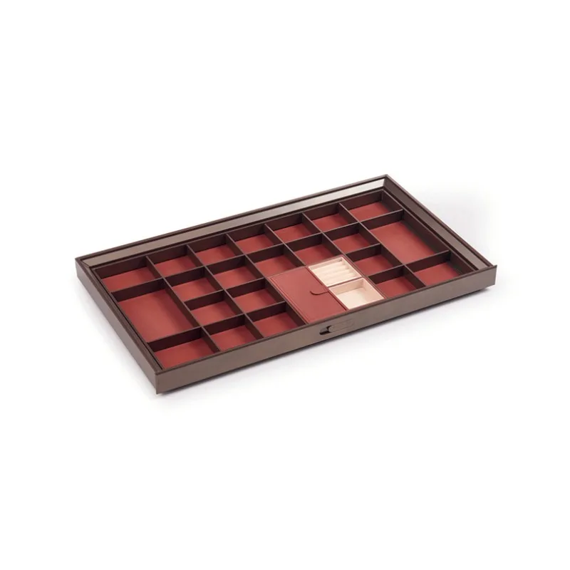 

Cloakroom Storage Function Hardware Leather Sorting Box Wardrobe Flannel Jewelry Sorting Box Lattice