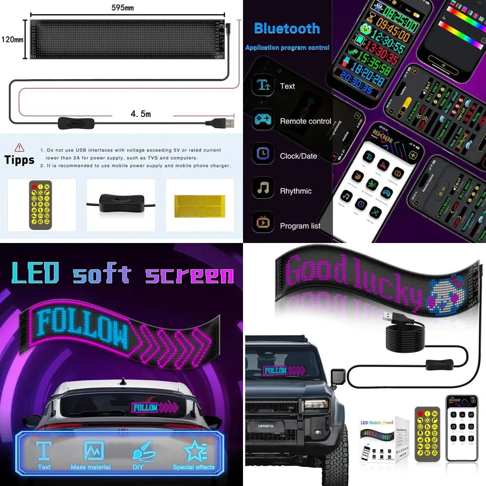 

Acrylic LED Eye Lights for Car Front Window - Programmable Devil Eyes, App-Controlled RGB Animation, Flexible Film Panel Car sti