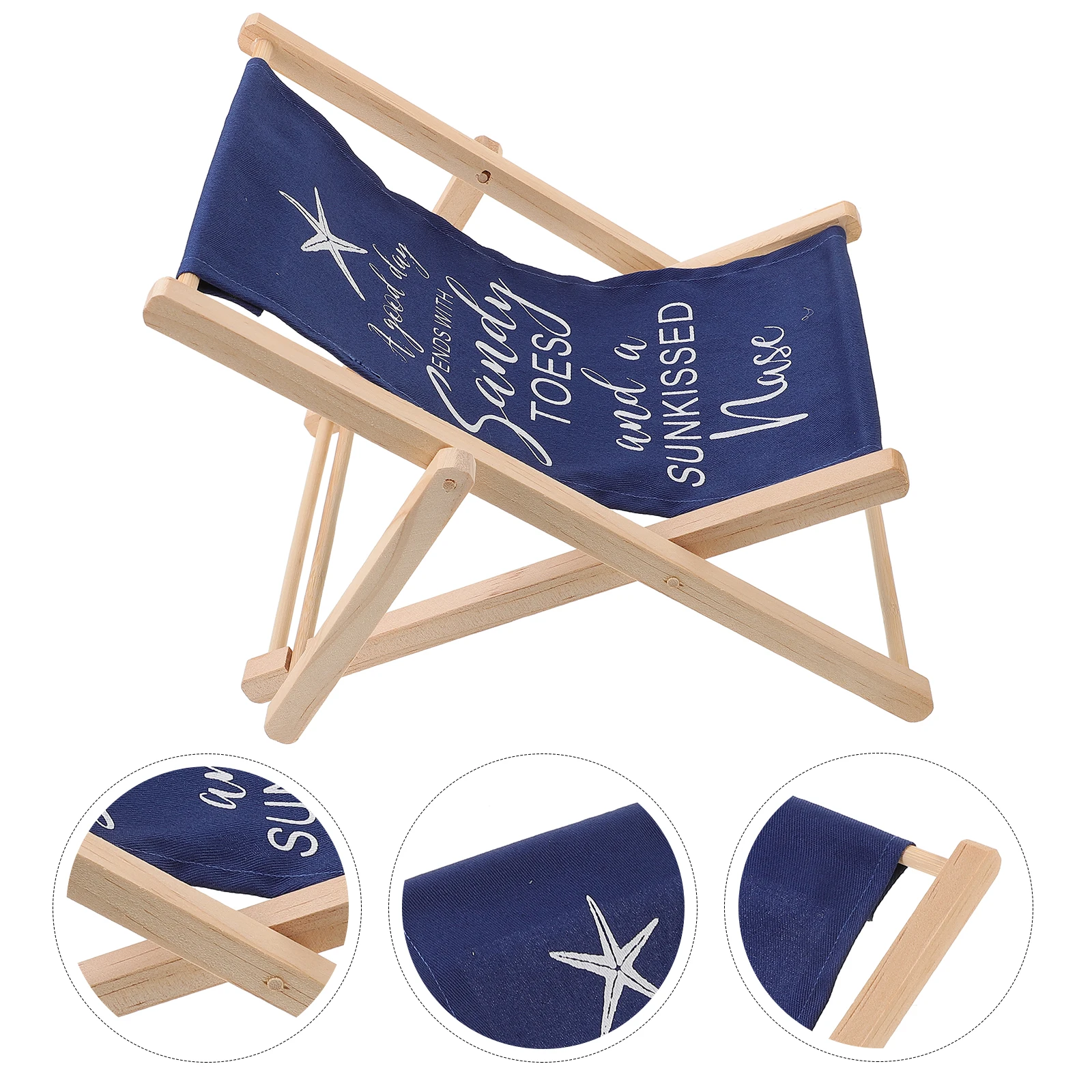 

Large Beach Chair Ornaments Wooden Decor Colorful Home Desktop Mediterranean Style Thick Striped Living Room Party DIY