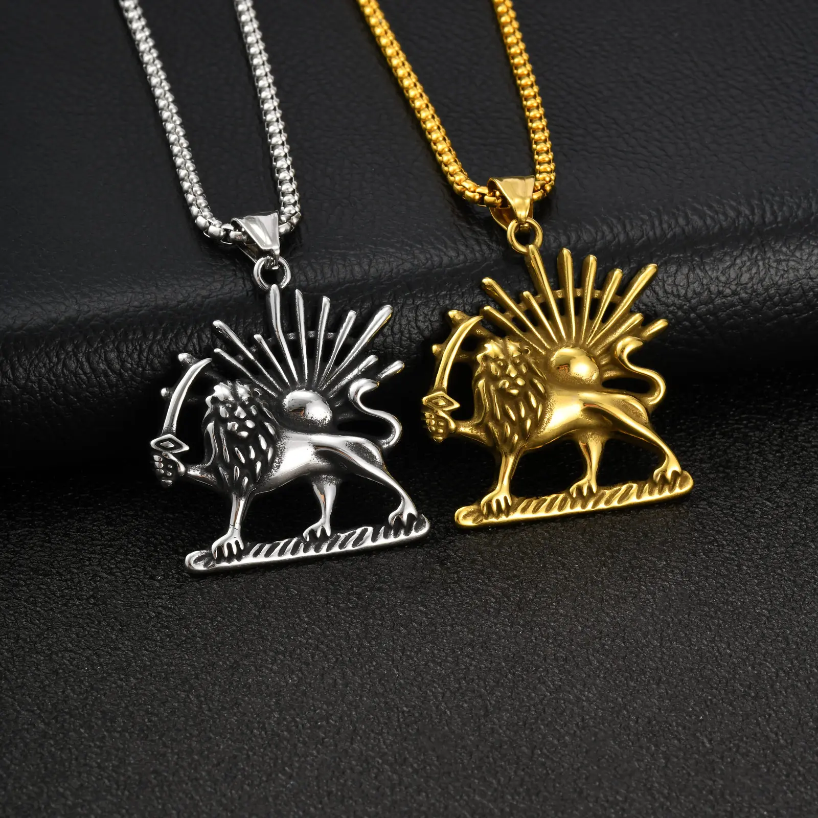 Vnox Lion Sun Pendant Necklace - огляд і ціна Bar Cart Gold