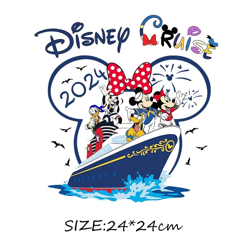 2024 Mickey Minnie Cruise Family Trip Vacation Iron on transfers Heat Press Stickers for clothes Decals Iron on Tshirts