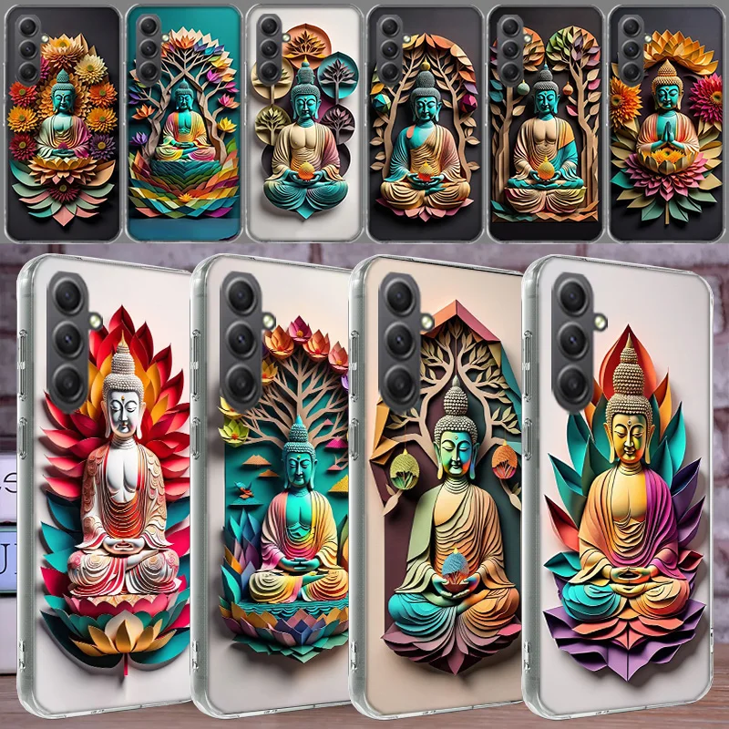 Origami Paper Cuttings Buddha Shell Phone For Samsung Galaxy Note 20 Ultra 10 Lite 9 8 A05S A50 A30 A20 A03 A04 A02S A70 A40 A10