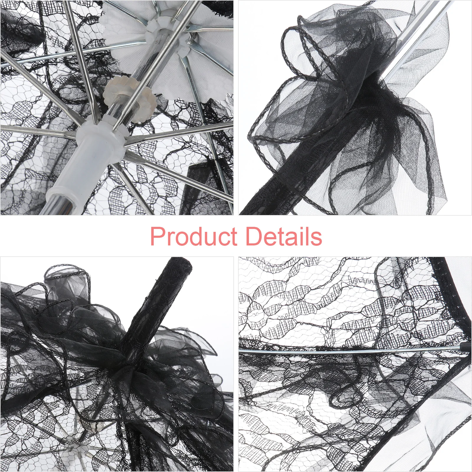 

Elegant Wedding Umbrella Bridal Parasol Vintage Lace Cotton Handmade Photo Props Black Sombrilla Encaje Travel Home Accessories