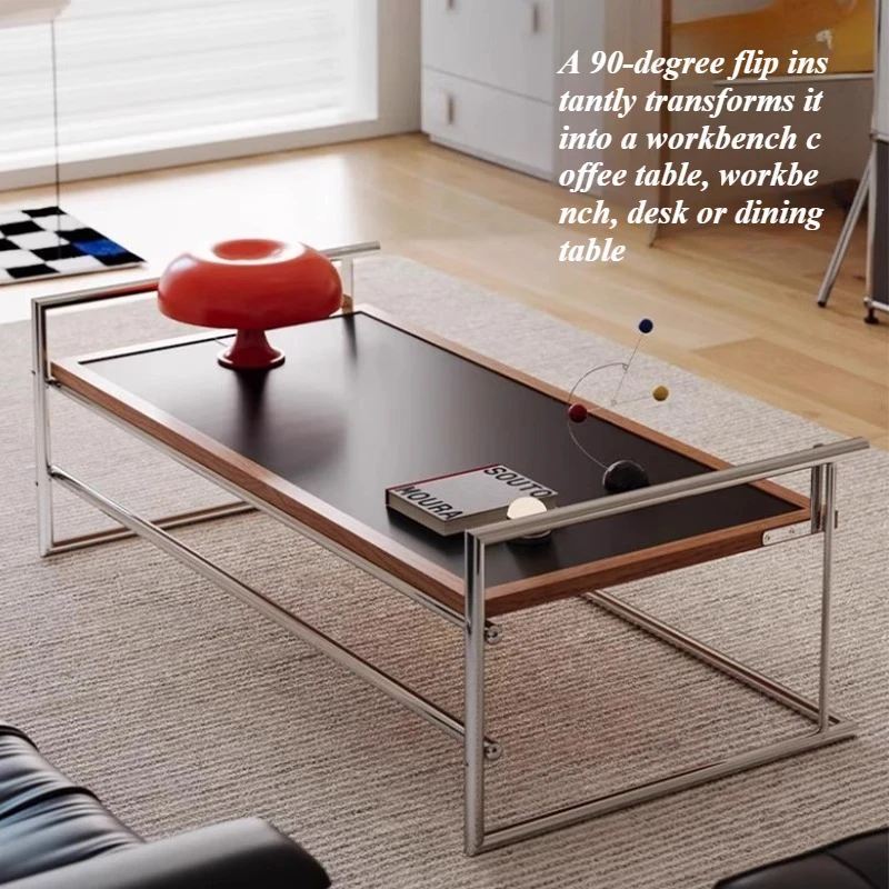 

Nordic coffee table small apartment home modern minimalist light luxury sofa low table retro style stainless steel coffee table