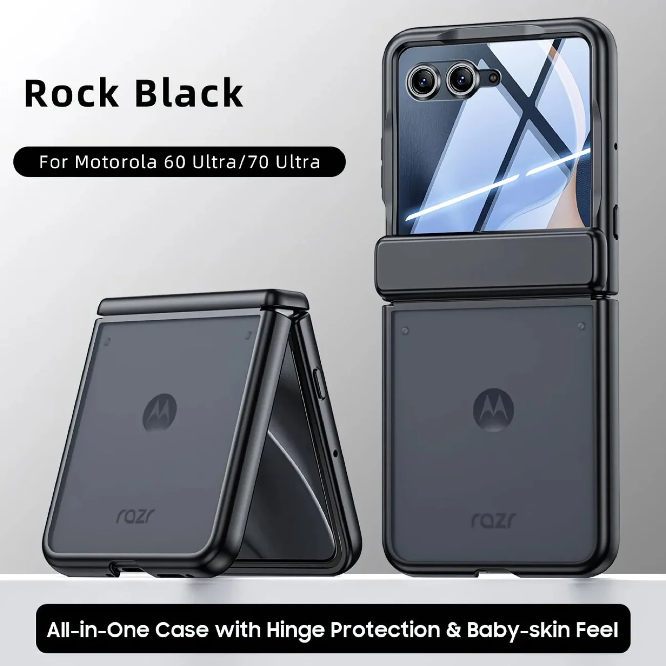 Luksusowe, smukłe, matowe etui z ochroną zawiasów do Motorola Razr 50 60 70, wytrzymałe, odporne na wstrząsy etui do Moto Razr 50 60 70 Ultra Plus — zdjęcie produktu 2