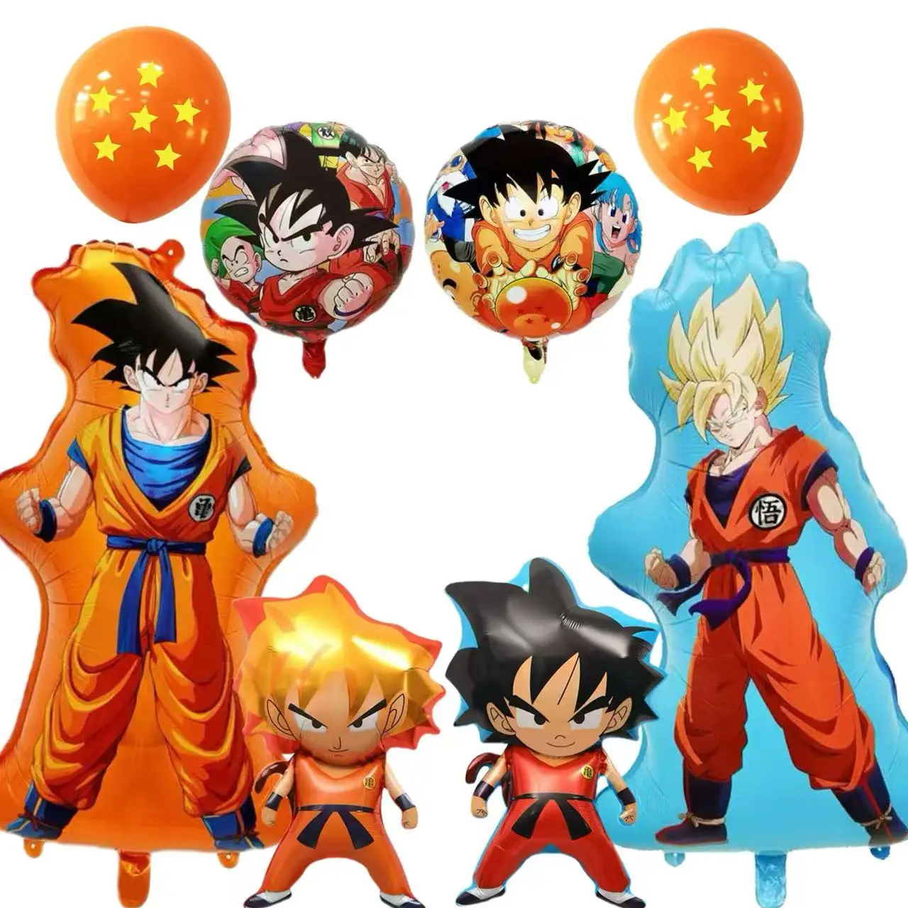 Dragon Ball Z Foil Balloon Collection Four Star Ball Goku Shenron Mylar Bouquet Set for Anime Birthday Party Decor