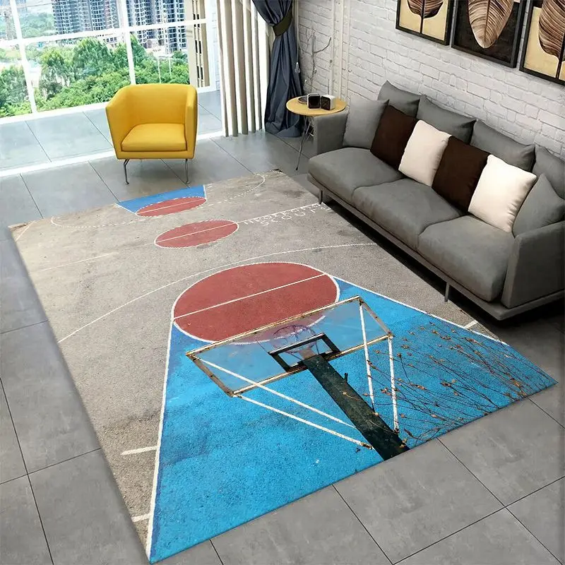 Retro Basketball Court Sport Large Area Rug Non-slip Durable Carpet for Bedroom Living Room Sofa Doormat Home Decor Floor Mat