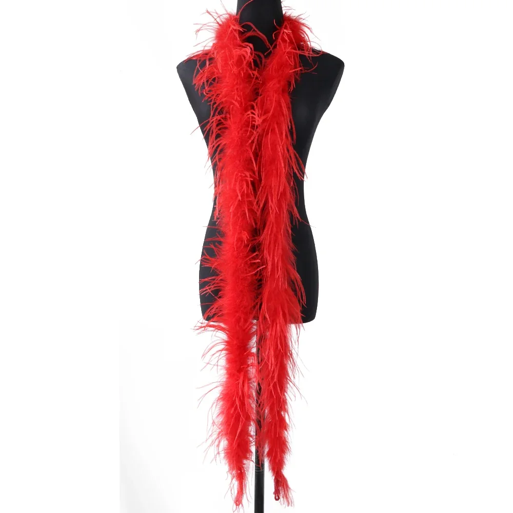 Penas de avestruz fofas para decoração, boa colorida, guarnição do vestido, traje, vestido de noiva, plumas, 2m