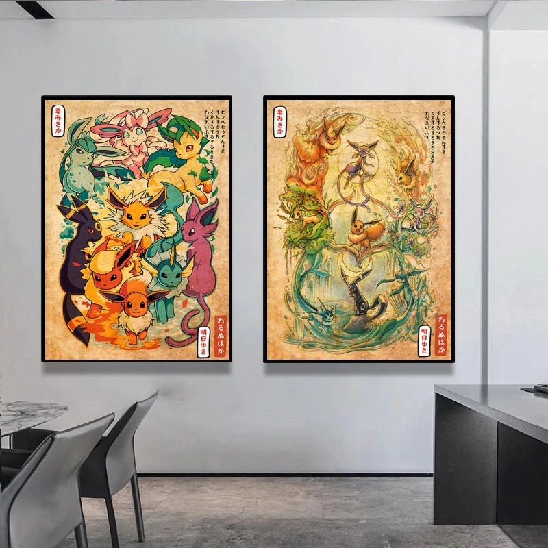 

Canvas Hd Prints Pokemon Eevee High Quality Art Poster Toys Gifts Wall Decoration Children's Bedroom Decor Modular Painting