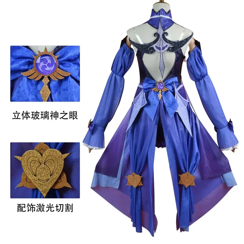 Fischl cosplay Costume Genshin Impact Fish Wig Dress Full Set Uniform Anime Game Halloween Party Masquerade Women