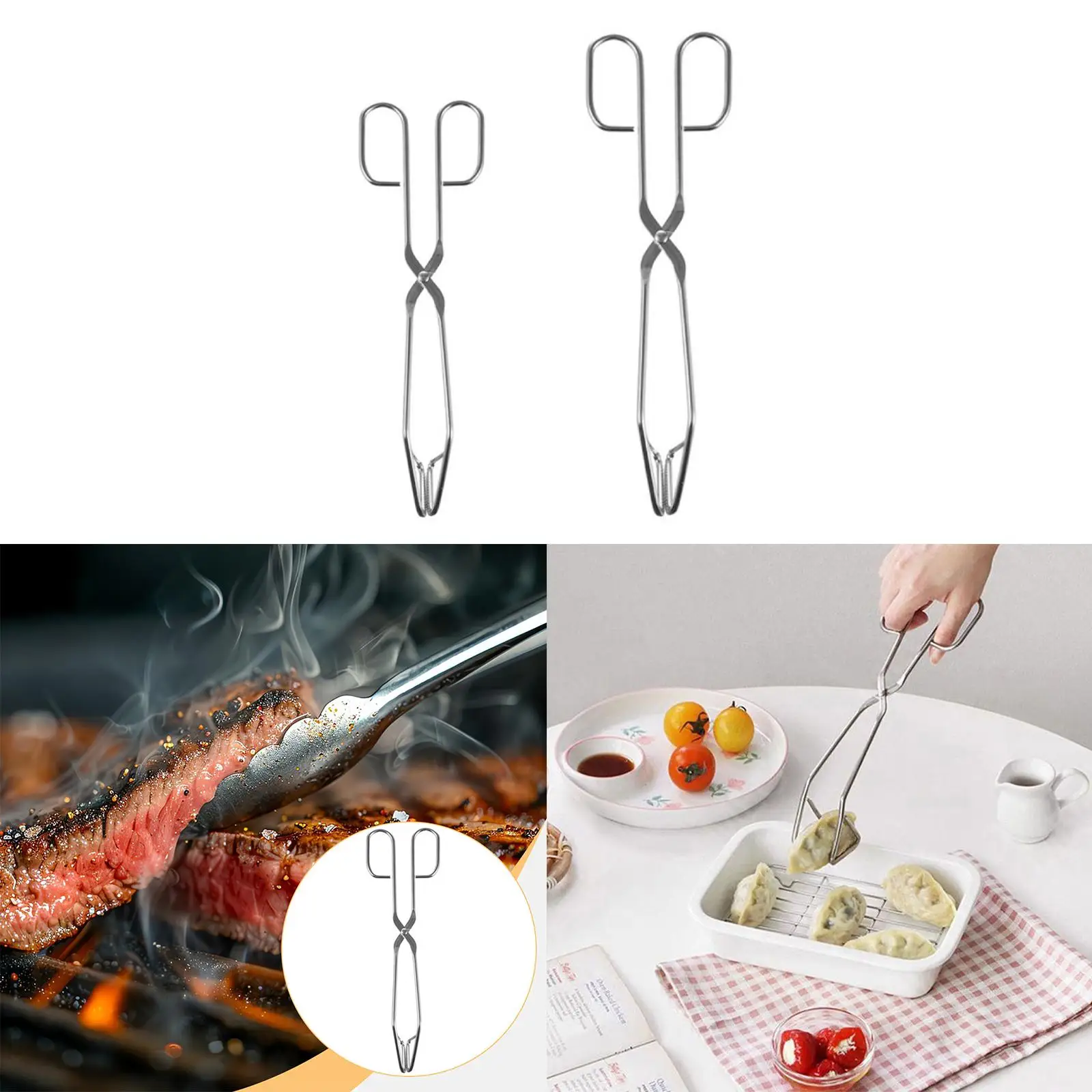 Stainless Steel Kitchen Triangle Tong Multi Purpose Food Clip Anti Slip Tongs for Salad Barbecue Pasta