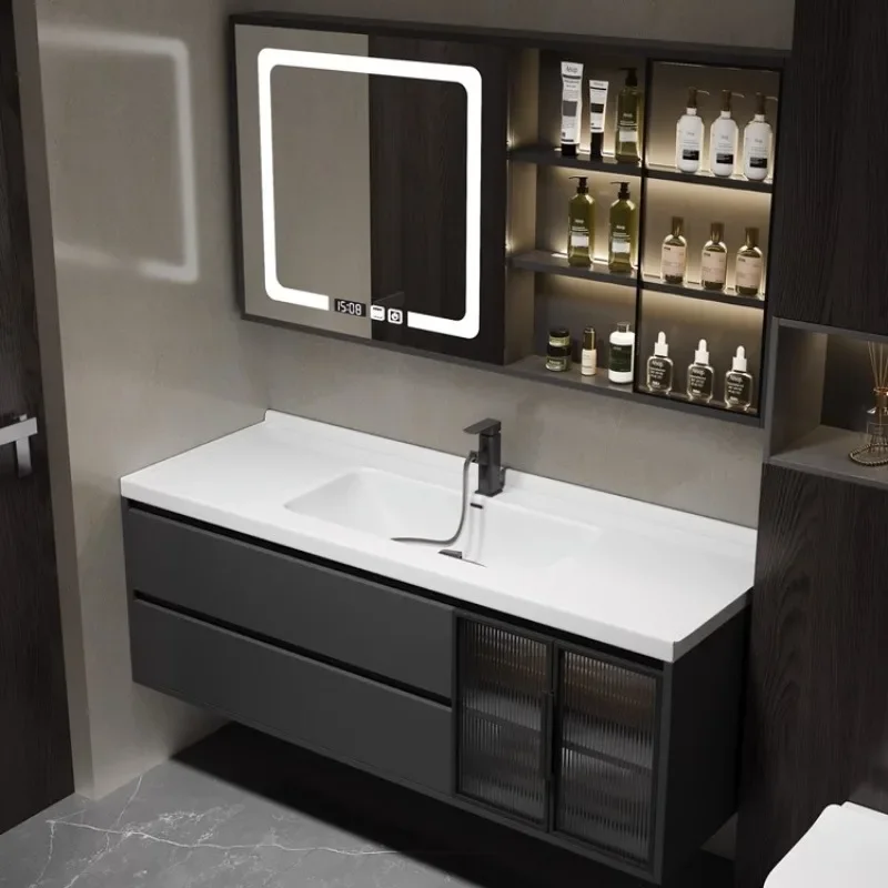 Ceramic Integrated Washbasin Bathroom Cabinet Combination Modern Minimalist Light Luxury Washbasin Set Toilet Furniture