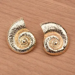 2024 New ZA Fashion Golden Seashell Shape Metal Big orecchini donna Indian Retro Punk Hip Hop Rock Statement orecchini gioielli