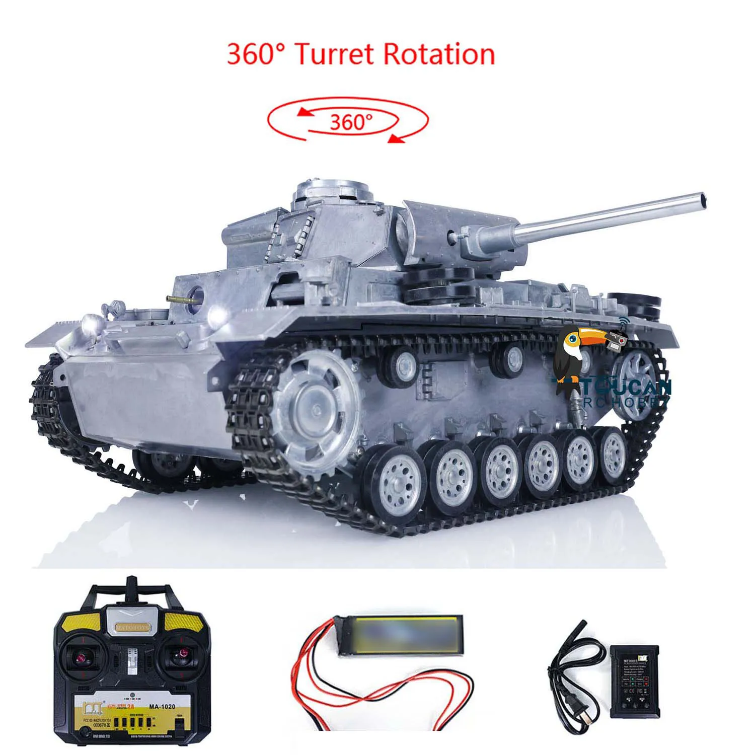 Mato RTR RC Carro Armato In Metallo Scala 1/16 Tedesco Panzer III BB Tiro 1223 2.4Ghz 4CH Modello RC TH00653-SMT8