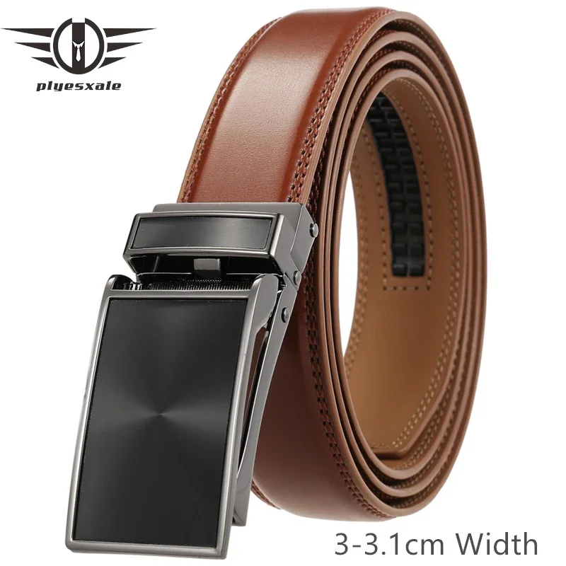 Ceinture de marque en cuir véritable pour hommes, sangle masculine, automatique, qualité supérieure, luxe, entreprise, environnement formel, largeur 3-3.1cm, strucb592