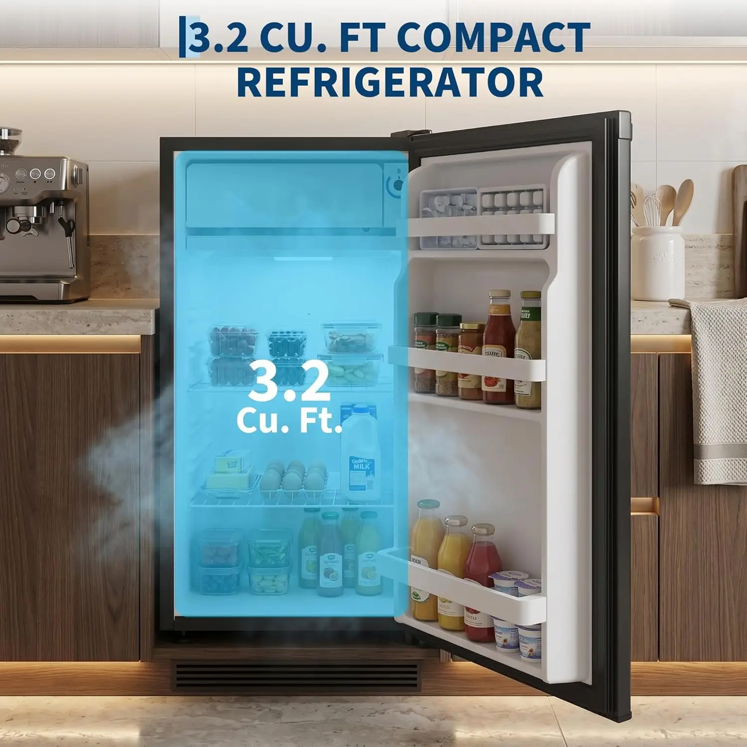 3.2/4.4/1.6 Cu.Ft Household Mini Refrigerator Freezer Refrigerator Mini Deep Freezer For Home Frigobar Freezer Vertical for Dorm, Office, Kitchen