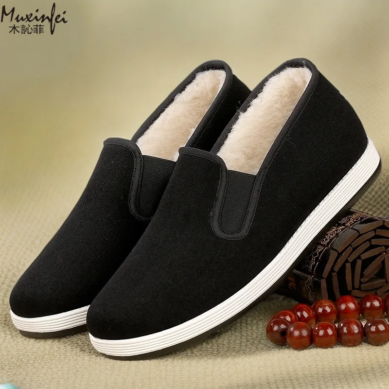 New Autumn and Winter Cloth Shoes Made of Sheep Wool Warm Thick Non Slip Soft Sole Comfortable and Waterproof Men's Boots 35-45