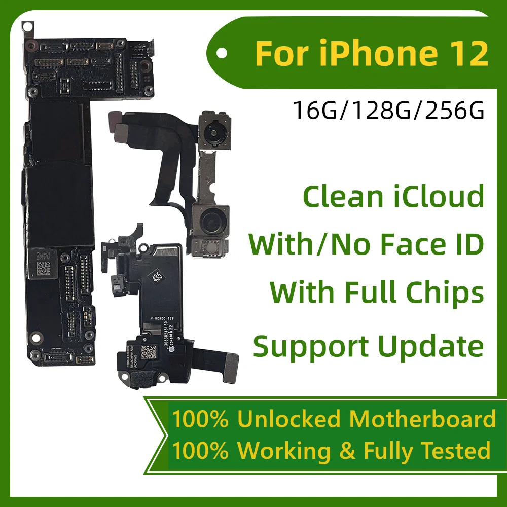 Fully Tested Unlocked Clean iCloud For iphone 12 Pro max Motherboard With Face ID Support Update For iphone 12 mini Logic board