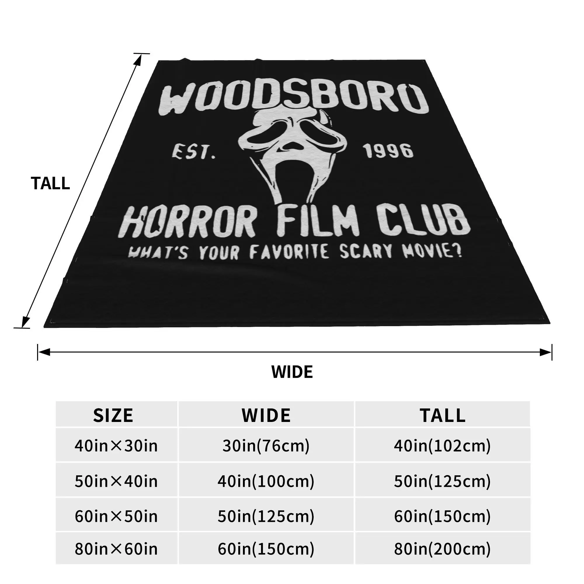 Scream woodsboro film club Blankets Soft Warm Flannel Throw Blanket Cover for Bed Living room Picnic Travel Home Sofa