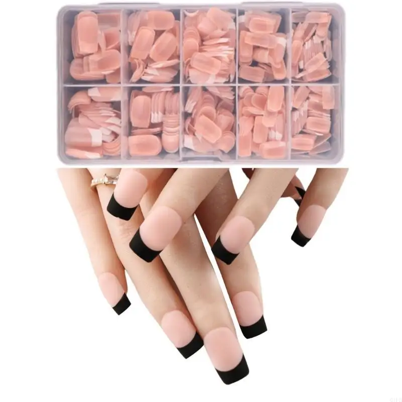 

Q1FB Almond Fake Nails Tips Full Cover Acrylic Nails Press on for Nails Decors