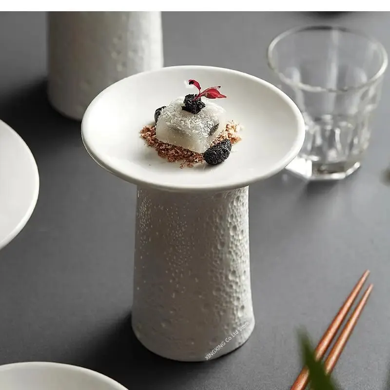 The Artistic Definition of Dot, High Leg, Ceramic Plate, Dessert, Dishes, Fruit Kitchen Decorative Tableware and Table