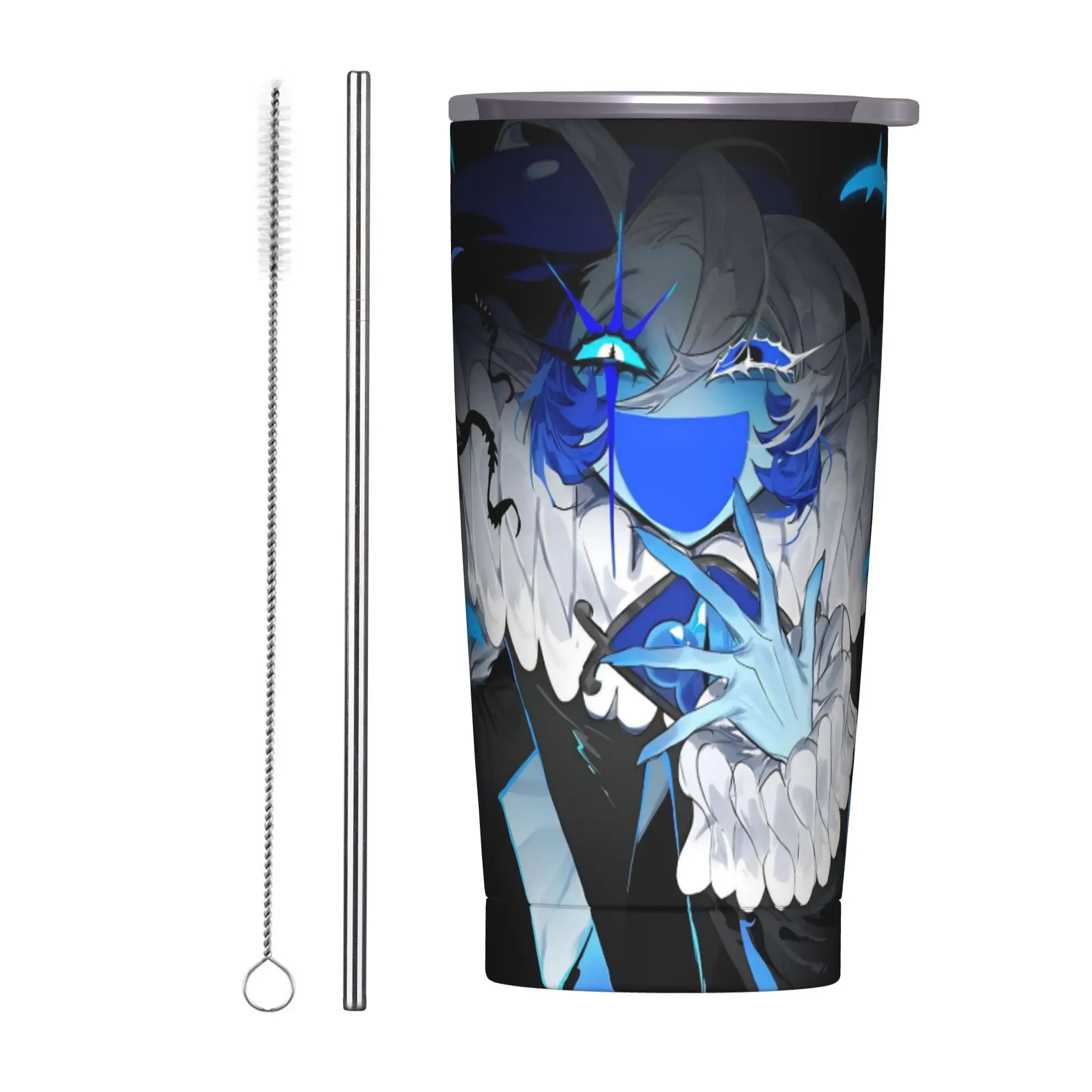 Shadow Milk Cookie Run Kingdom Insulated Tumbler with Straws Lid CRK Game Anime Stainless Steel Coffee Mugs Car Bottle Cups 20oz