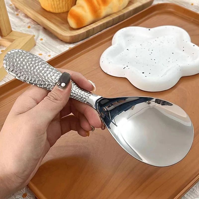 1Pc Stainless Steel Food Spoon Long Handle Rice Pot Shovel Buffet Spoon Utensils Home Kitchen Tool