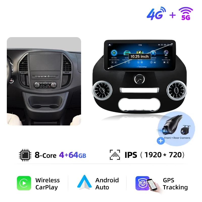AWESAFE 12,3 inch draadloos Carplay Android Auto Radio Multimedia touchscreen voor Mercedes Benz Vito V-Klasse W447 2014-2022 Videospelers NAVI Intelligent systeem Stereo-accessoires