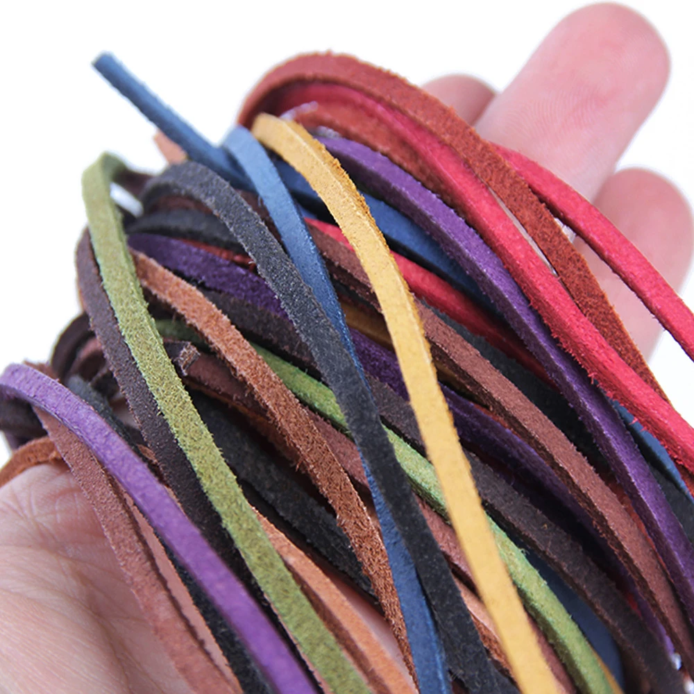 Flat Genuine Cow Leather Cord colourful Bracelet 2meter 3x2mm String Lace Rope DIY Bracelets Necklace Making Jewelry Accessories